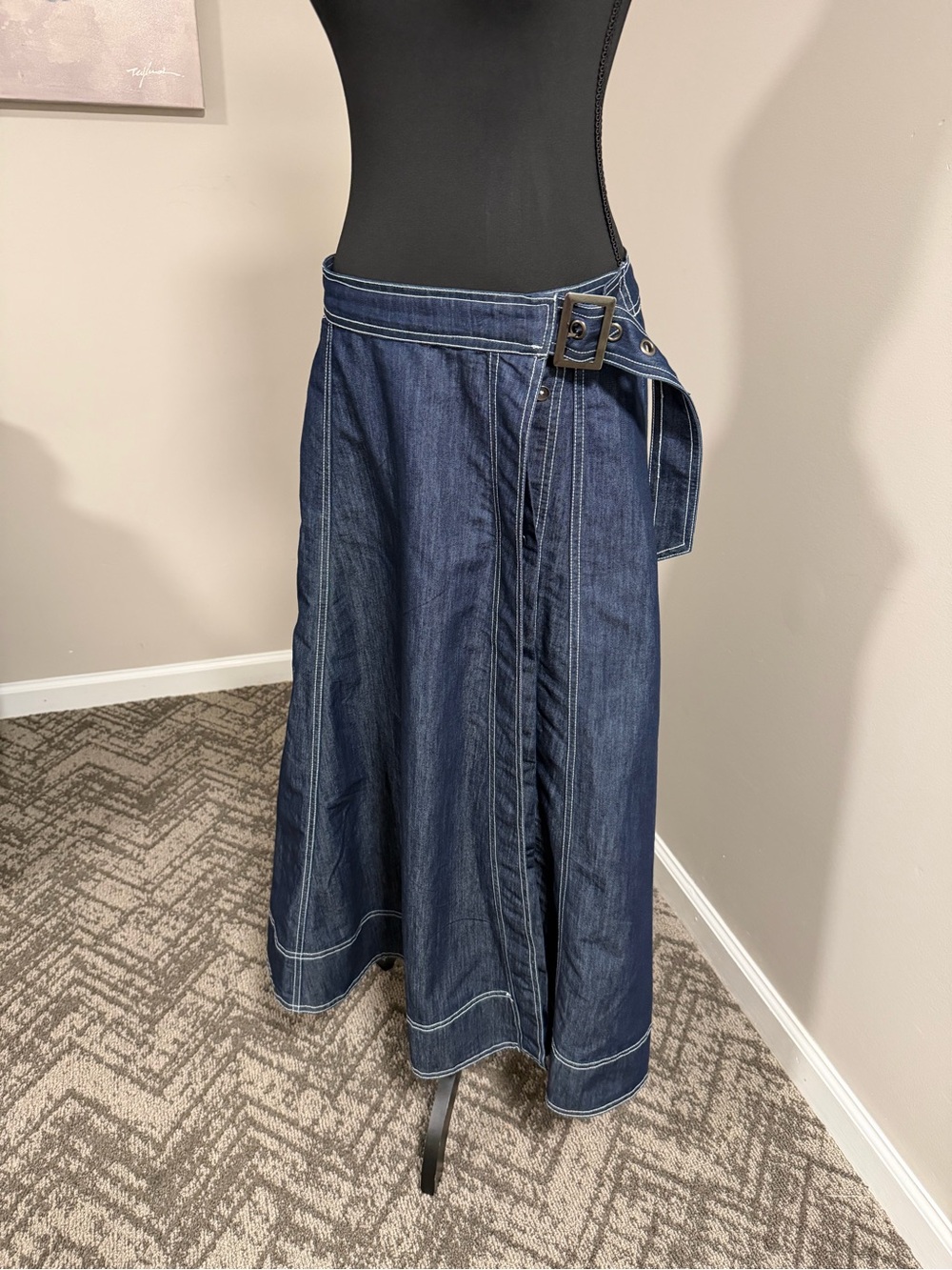Pilcro Side-Slit Denim A-Line Midi Skirt - Picture 7 of 13